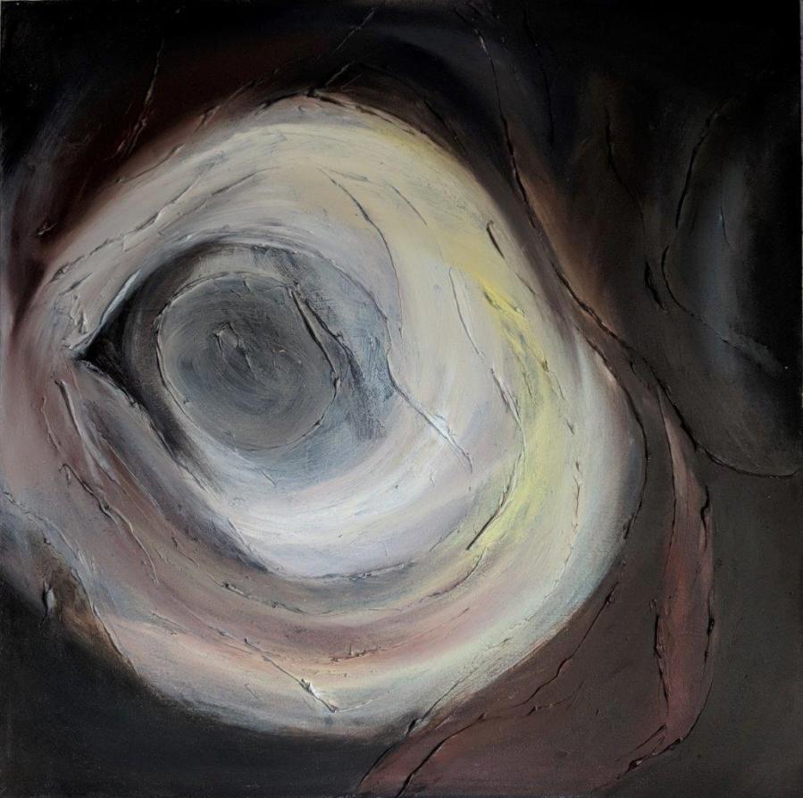 Eyece, 32"x32" acrylic and texture on canvas